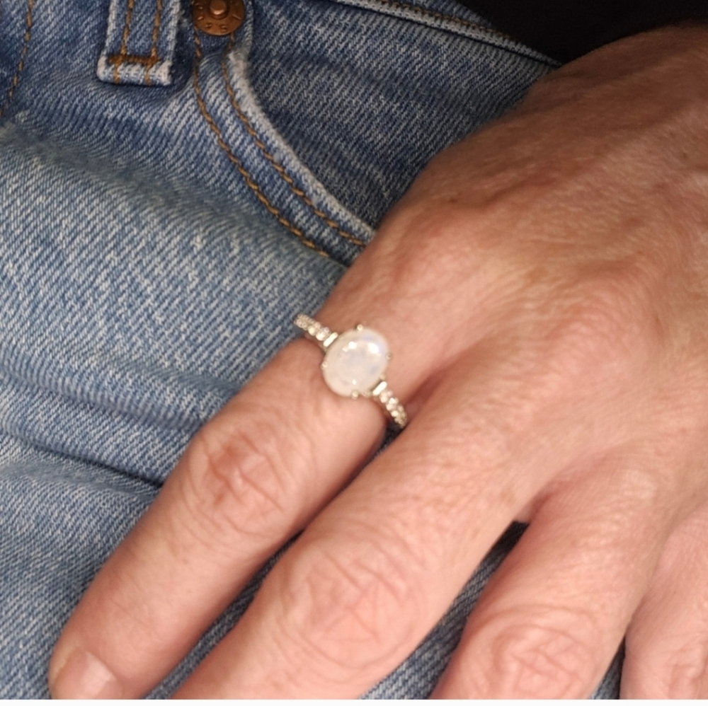 Moonstone and Zircon Ring
